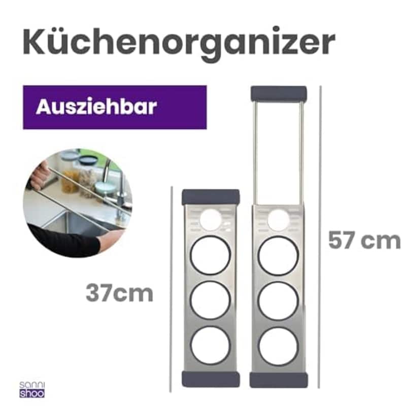 Sanni Shoo drip.it plus Stainless Steel Kitchen Sink Caddy - Bottle Holder for 3 Bottles