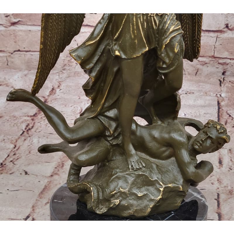 Saint Michael Slaying The Dragon Bronze Sculpture By Carpeaux