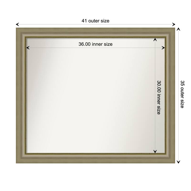Vegas Silver Framed Non-Beveled Custom Wall Mirror, Bathroom Vanity Mirror - Outer Size: 40.75 x 34.75