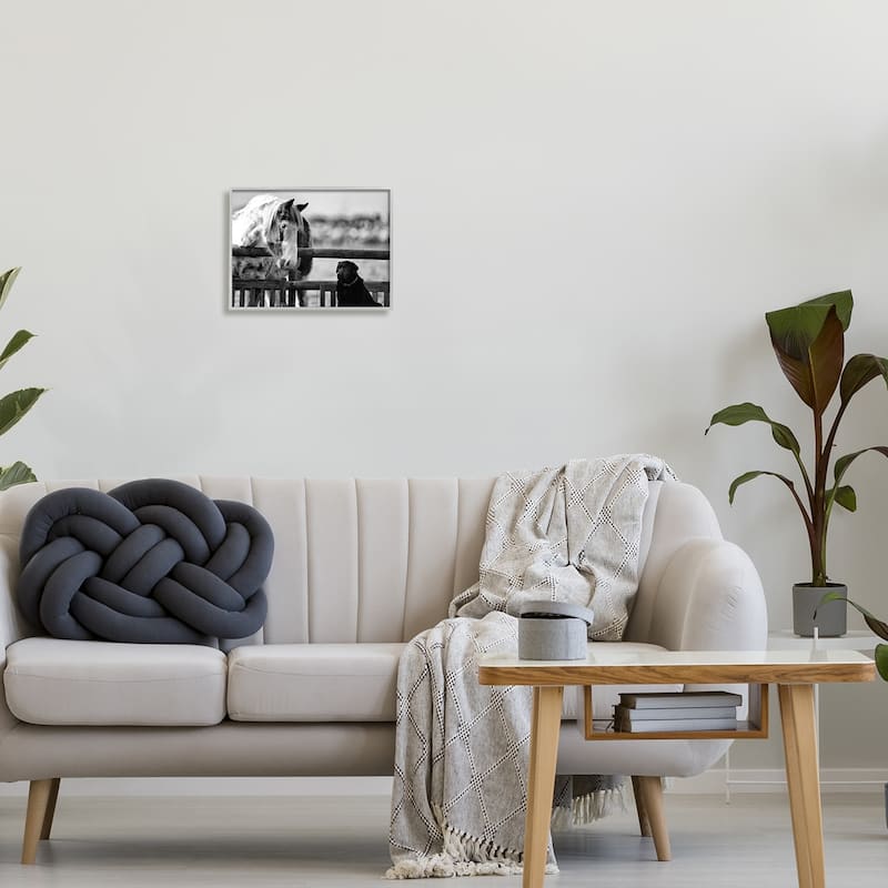 Stupell Dog & Horse Farm Animal Friends Monochrome Photography Framed Wall Art, Design by James Dobson