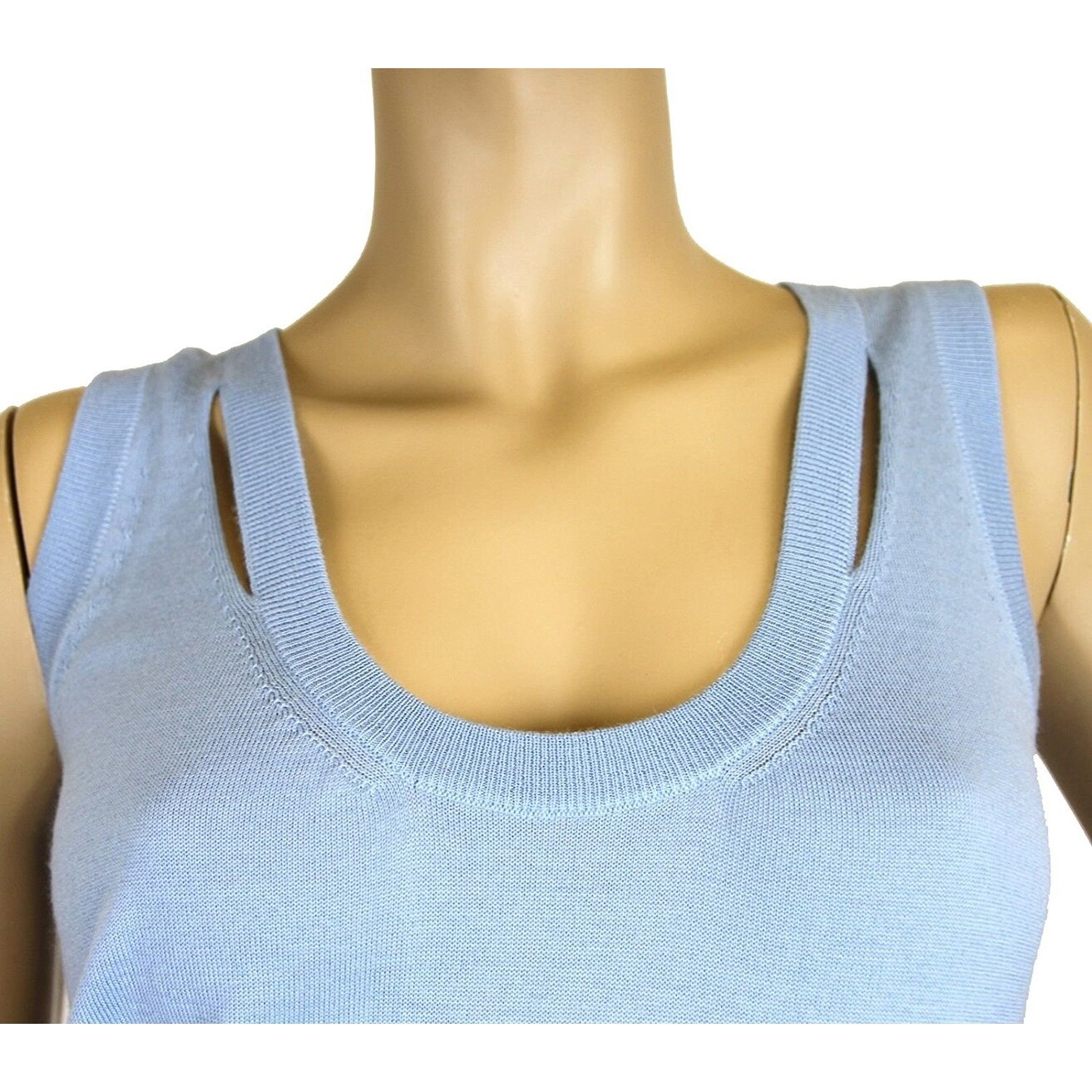 Shop Gucci Women S Light Blue Cashmere Sweater Logo Tank Top 259914 Overstock 28032122