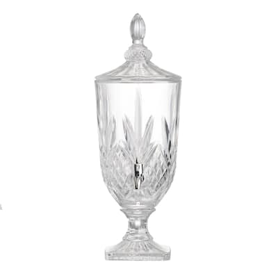 A&B Home Clear and Polished Silver 19-inch Lower Diamond Pattern Lidded Drink Dispenser