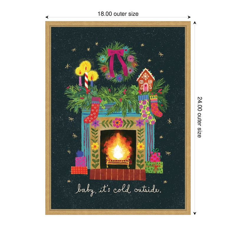 Kate and Laurel Sylvie Framed Canvas Christmas Fireplace by Shannon Snow