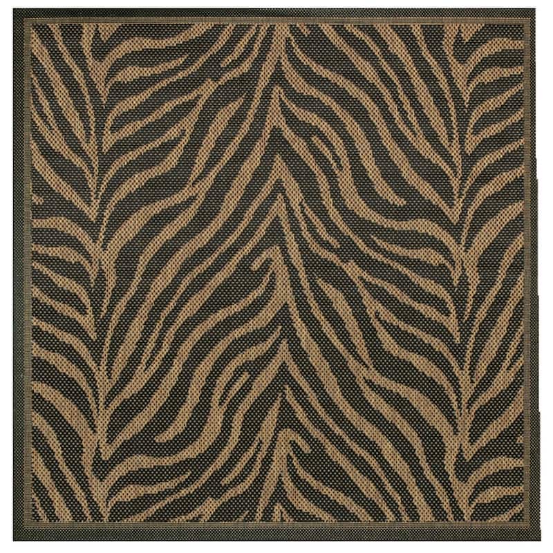 Dream Decor Rugs Pergola Cape Black Brown Indoor Outdoor Area Rug - 7'6" Square