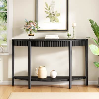 Mirod Elegant Half-Moon Entryway Table with Wood Veneer and Open Shelf - A Refined Accent Piece for Hallways or Foyers