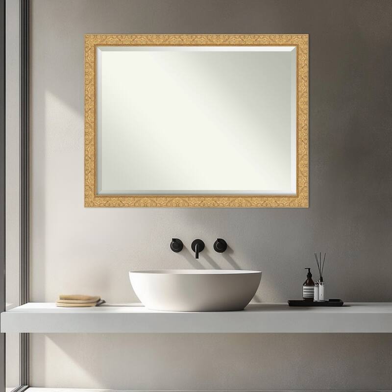 Lila Beveled Wood Framed Bathroom Vanity Wall Mirror