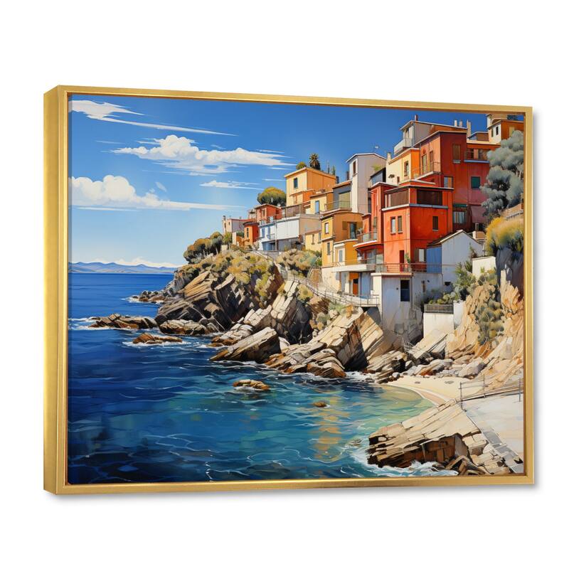 Designart "Spain Spanish Coastline" Nautical & Beach Framed Canvas Wall Art