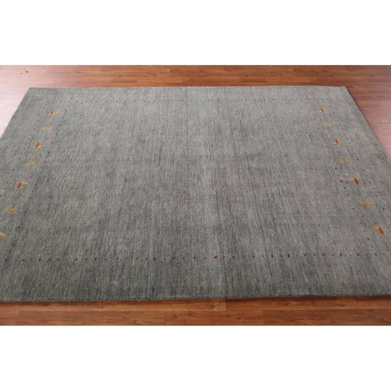 Hand Knotted Oriental 100% Wool Carpet Tribal Animal Pictorial Greys & Charcoal Gabbeh Area Rug - 7' 9'' X 5' 4''