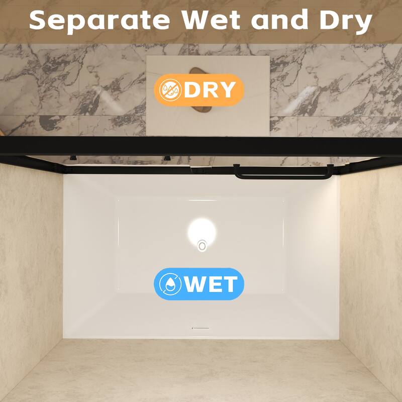 GDFStudio - Alden Adjustable Frameless Double Sliding Shower Door for Modern Bathroom Spaces