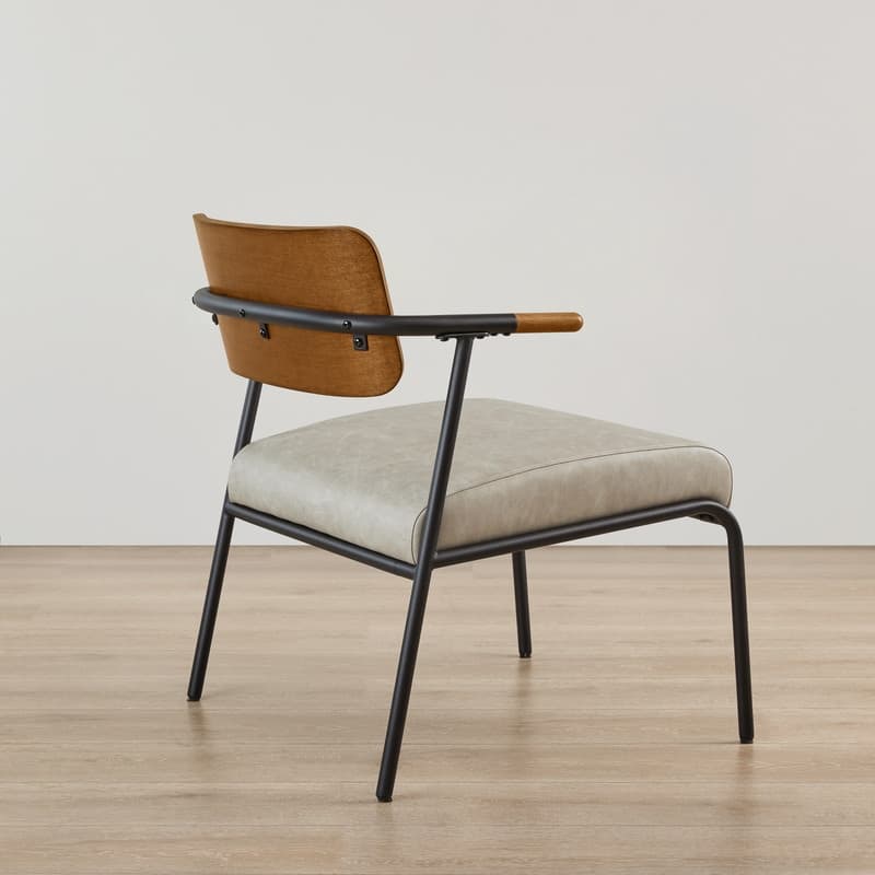 Cassie Upholstered Accent Chair with Metal Frame&Wood Back