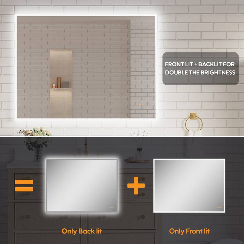Modern Wall Mounted LED Bathroom Frontlit/Backlit Mirror With PMMA Diffuser
