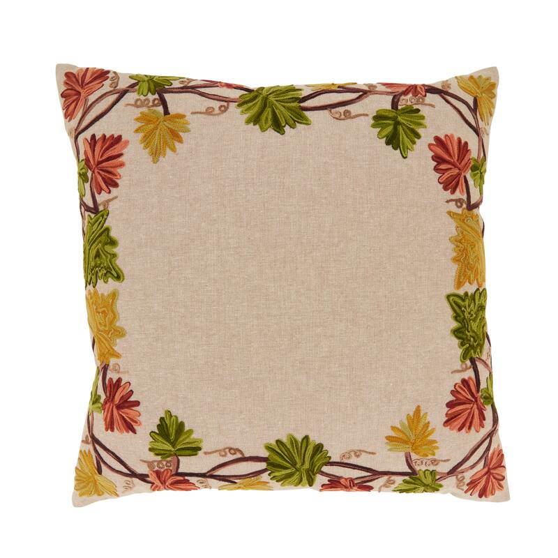 Golden Grove Leaf Throw Pillow - 20"x20" - Polyester - Natural