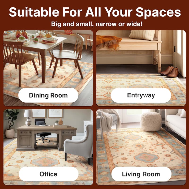 Well Woven Ushak Fethiye Vintage Medallion Pastel Flat-Weave Area Rug