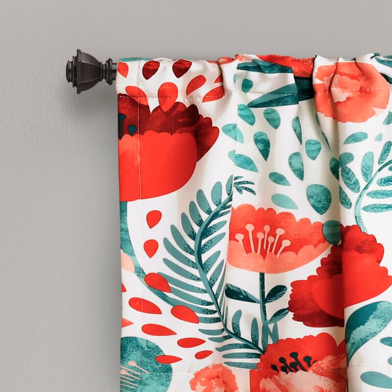 Porch & Den Egger Poppy Pattern Room Darkening Window Curtain Valance