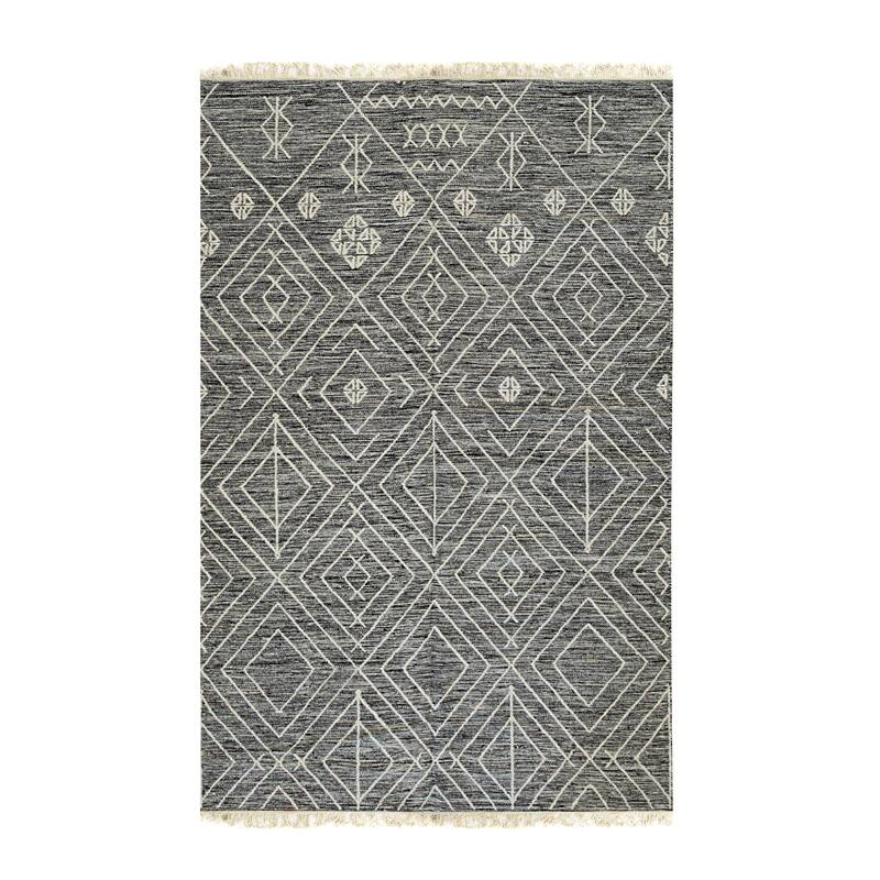 Charcoal Contemporary Geometric Punja Kilim Area Rug - Elegant and Timeless Design