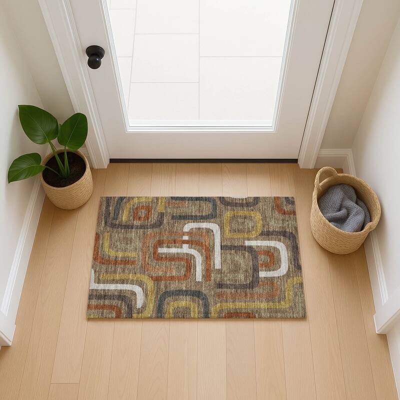 Machine Washable Indoor/ Outdoor Modern Penner Chantille Rug