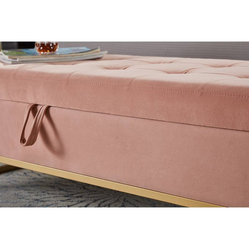 58.6" Bed Bench Metal Base with Storage Velvet Space-Saving Sofas for Living Room, Apartment and Office
