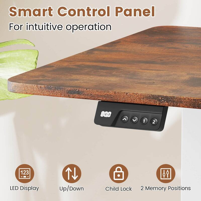 Costway 48” x 24” Electric Standing Desk with LED Display 2 Memory