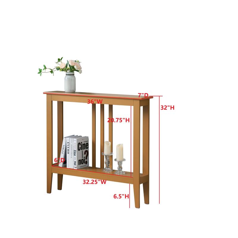 Balfour Collection Wood Modern Console Table with Shelves 36"