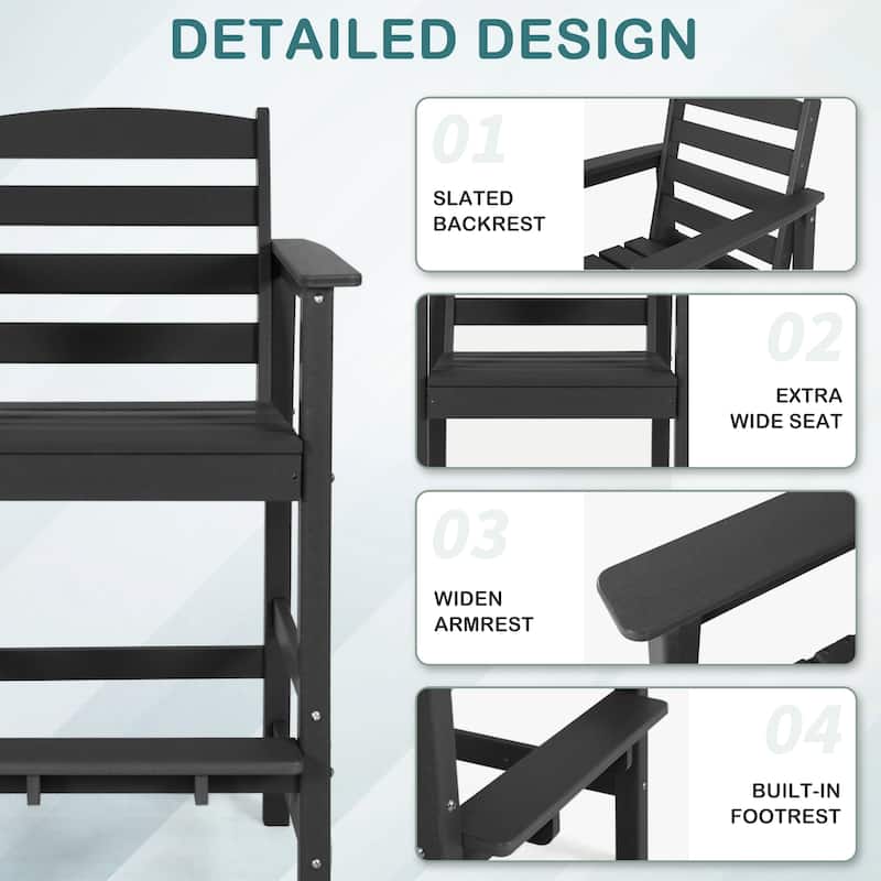 Vrakae Outdoor Adirondack Bar Stool Chairs (Set of 2)