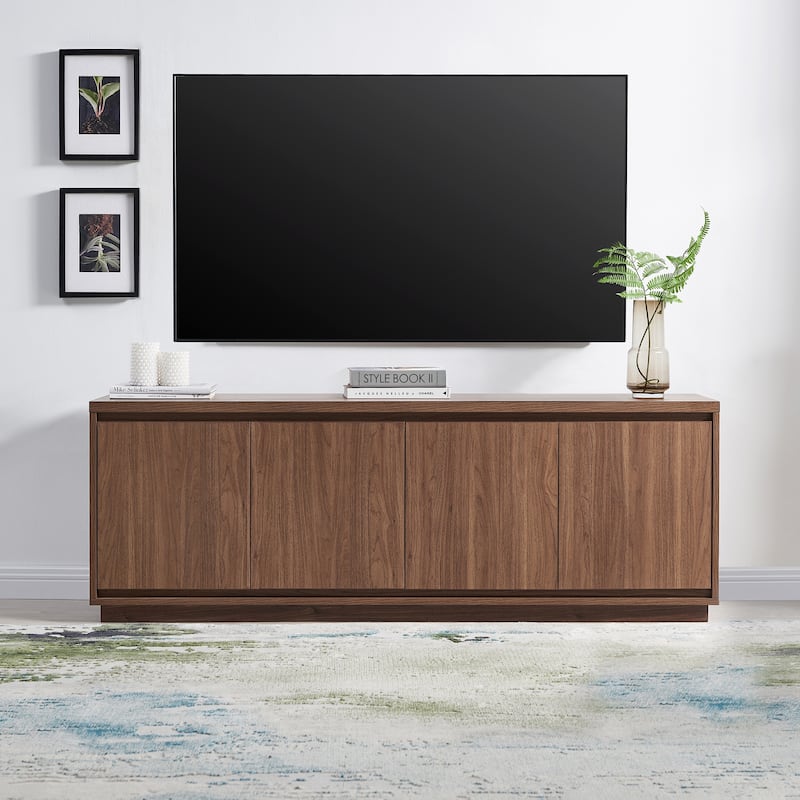 Presque Rectangular TV Stand for TV's up to 75" - Satin Walnut