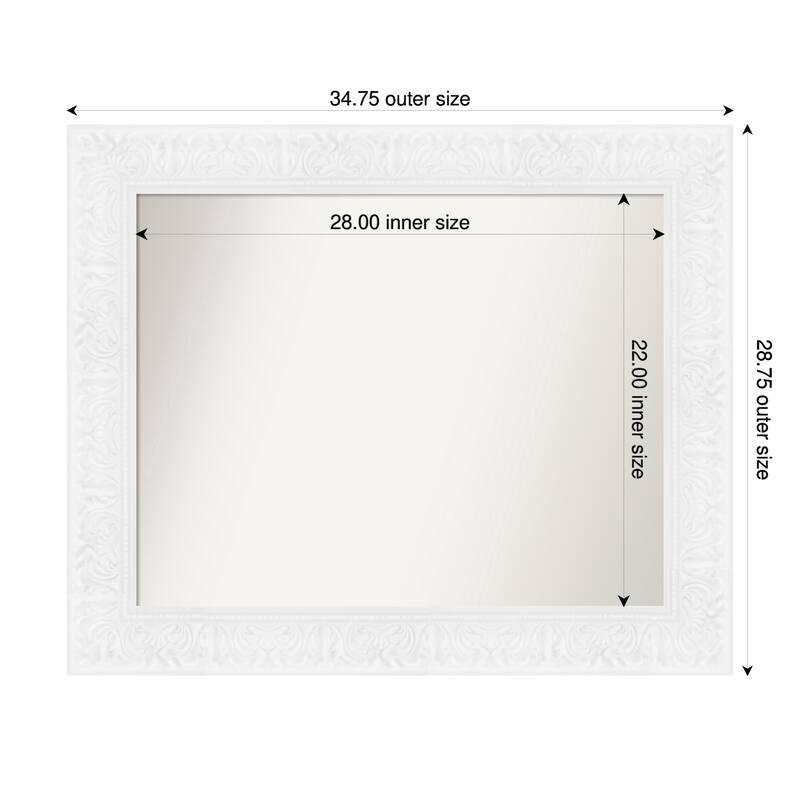 Luxe Non-Beveled Framed Wall Mirror - 35 x 29 in - Luxe White