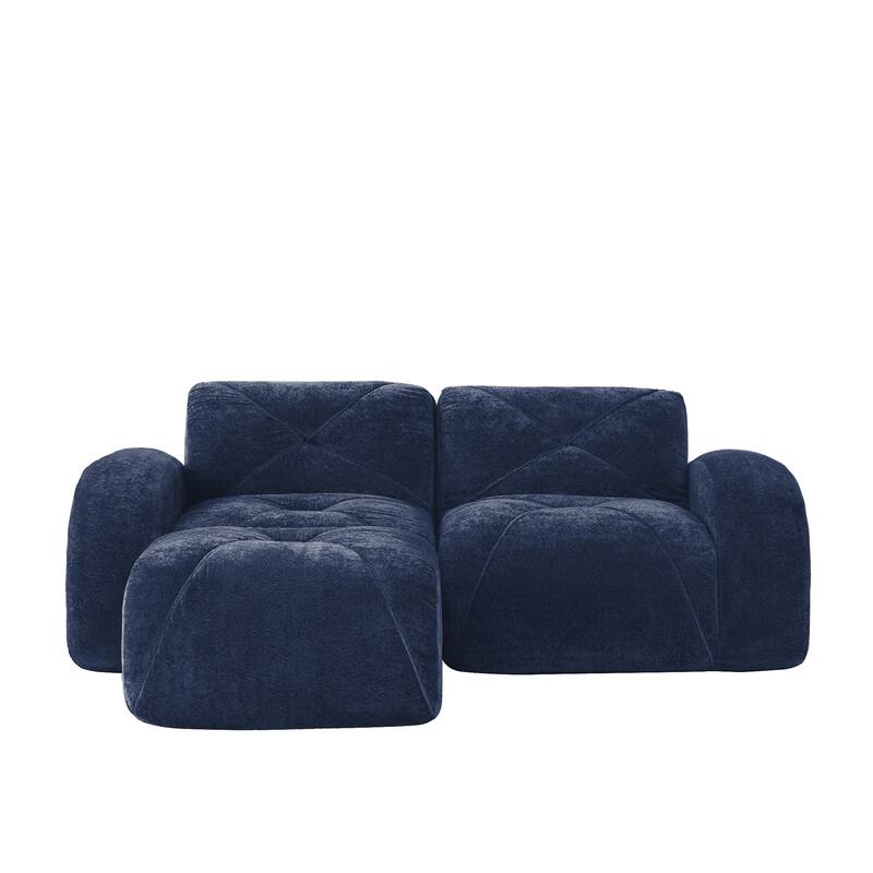 Velvet Tufted Loveseat Sofa Modular Couch, Boneless Deep Seat 2-Seater Couch, Available with/without Ottoman