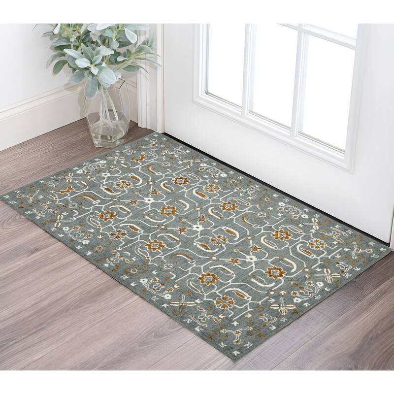 HomeRoots Floral Medallion Traditional Rectangle Area Rug - 36.00 in. x 24.00 in. x 0.40 in. - 36.00 in. x 24.00 in.  x 0.40 in.