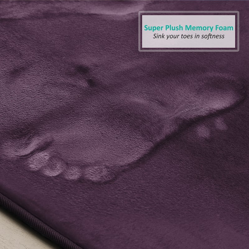 Clara Clark Ultra Soft Plush Bathroom Rug - Non-Slip, Velvet, Memory Foam Bath Mat - Set of 2