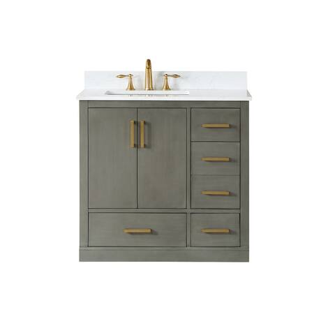 Altair Design Monna Bathroom Vanity with White Composite Stone Top without Mirror