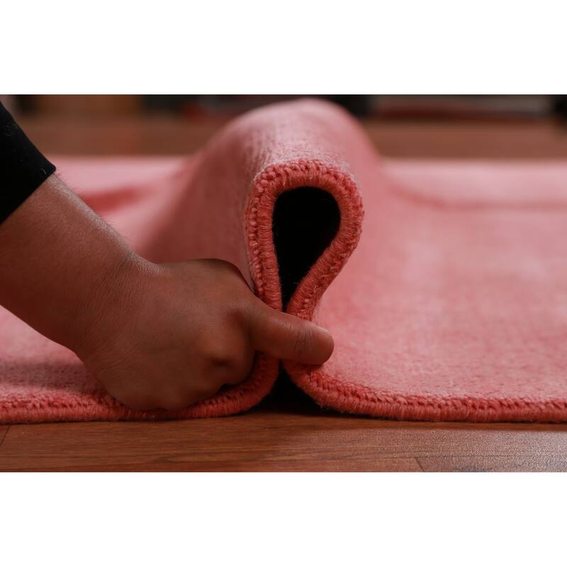 Hand Knotted Oriental 100% Wool Carpet Modern Solid Coral Gabbeh Area Rug - 8' 8'' X 6' 0''