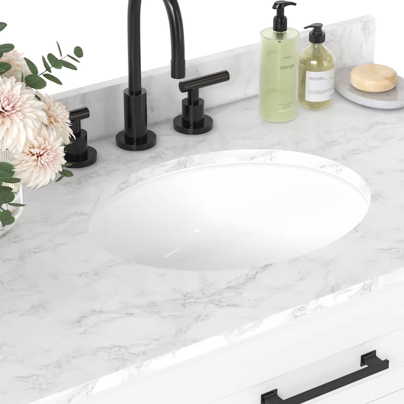 Bathroom Vanity with Marble Countertop without Mirror