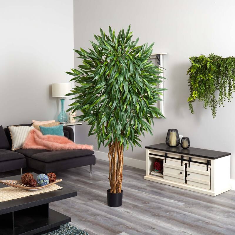 Weeping Silk Tree 6Ft - Indoor Artificial Tree, 72" Tall, Lush Greenery, No Maintenance, Home Decor - 6ft.