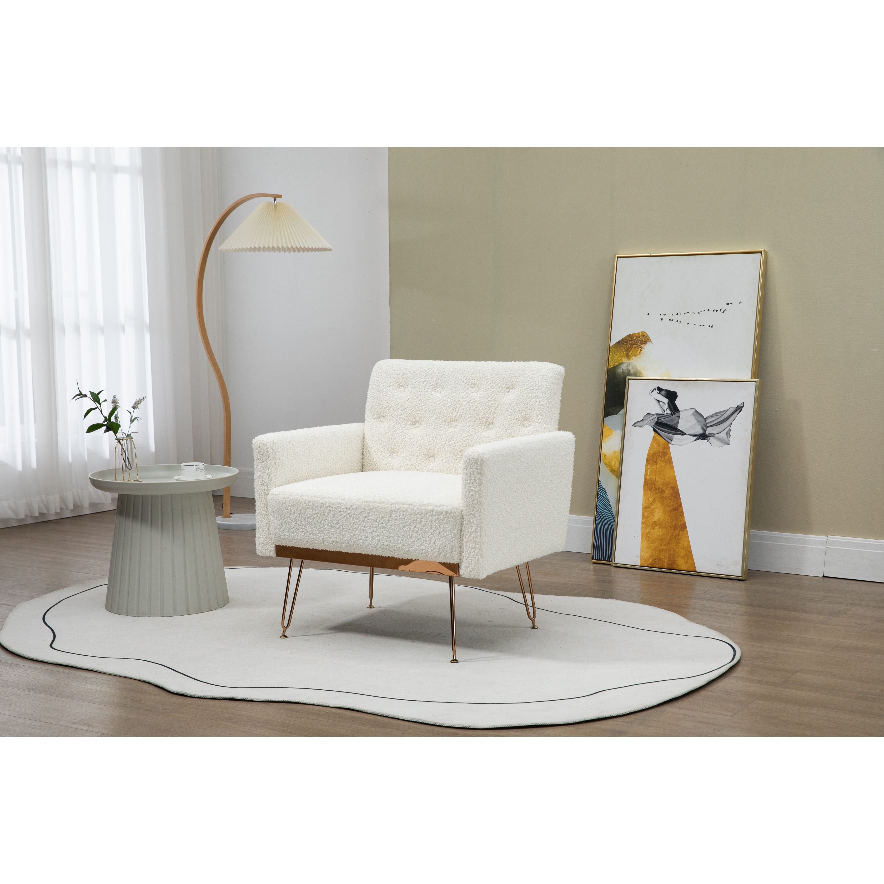White tufted accent sale chair
