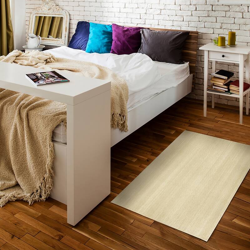 My Magic Carpet Machine Washable Area Rug Solid Cream