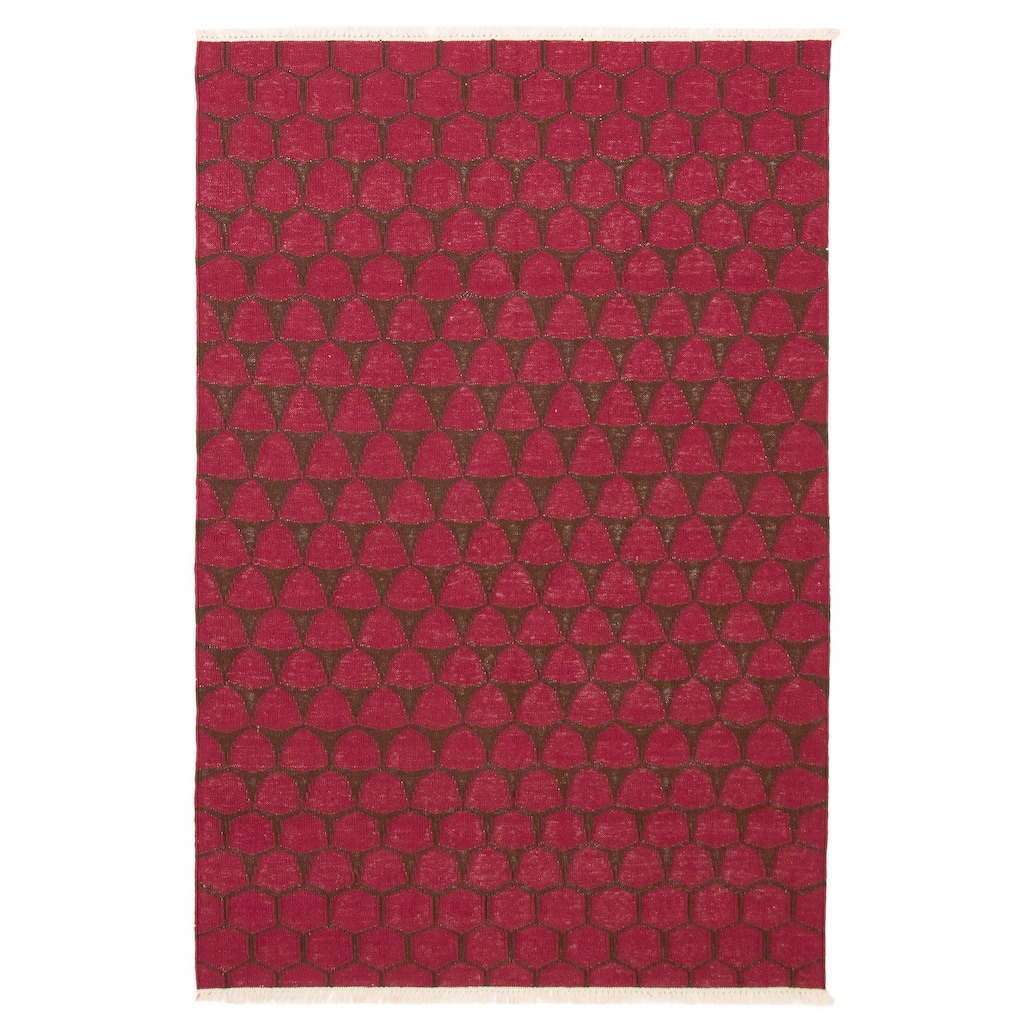 Ankara Burgundy Kilim 5'2" x 8'0" - 5'2 x 8'0