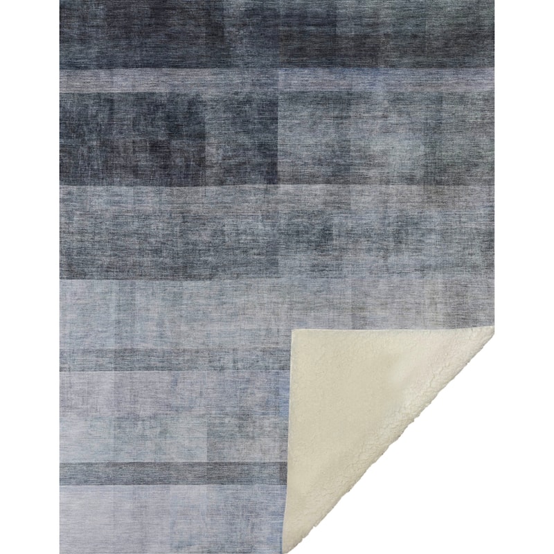 Premium Machine Washable Modern Ombre Sherpa Throw Blanket