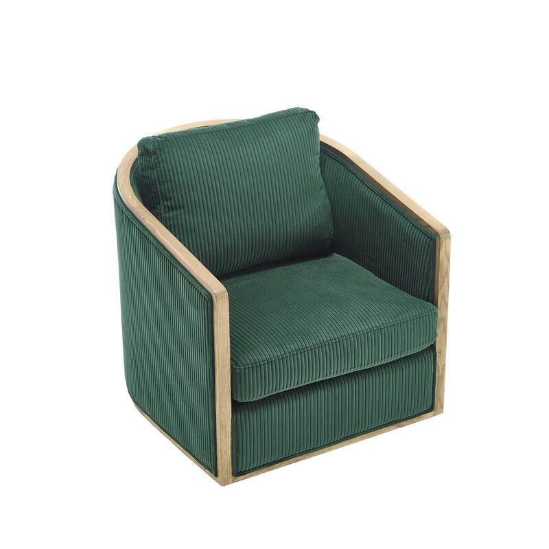 Corduroy Barrel Chair, Comfortable Living Room Accent Sofa Chair, 360 Degree Swivel Side Club Chair Leisure Arm Chair
