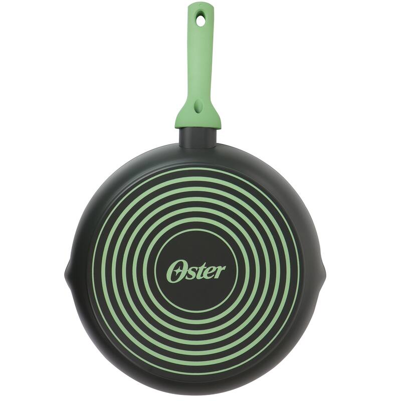 Oster Rigby 9.5 Inch Aluminum Nonstick Frying Pan in Green with Spouts