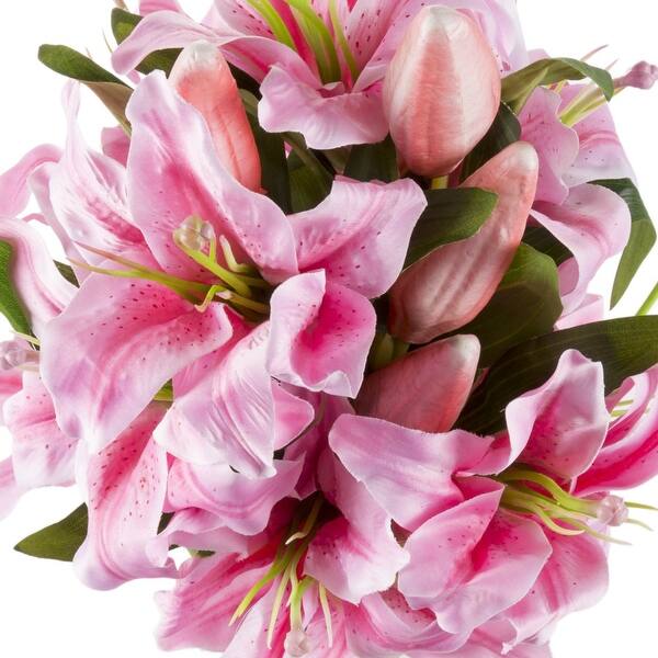 Shop Tall Glass Vase Artificial Floral Table Decor Centerpiece