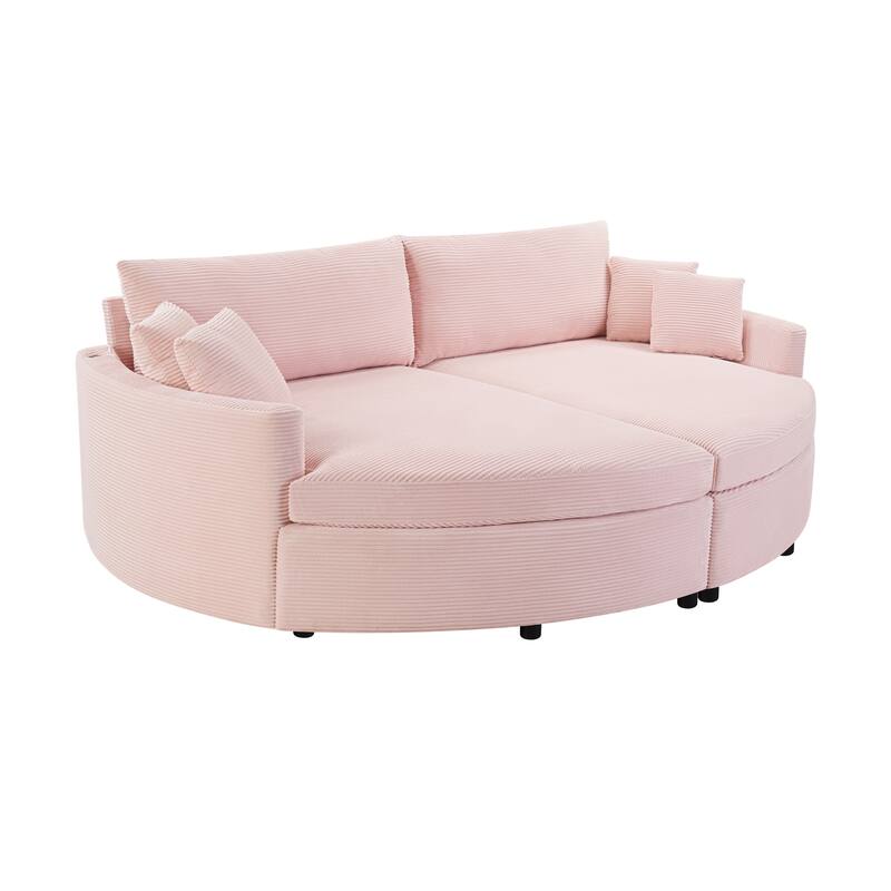 102.3" Oversized Double Chaise Lounge Sofa, Corduroy Upholstered Sleeper Sofa Bed 2 Seat Sofa Loveseat with USB Ports