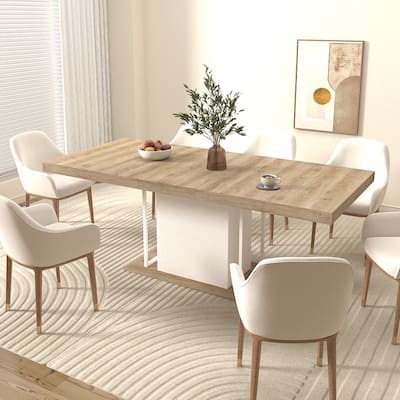 Rectangle extendable dining table for 6-10 people aged effect wood