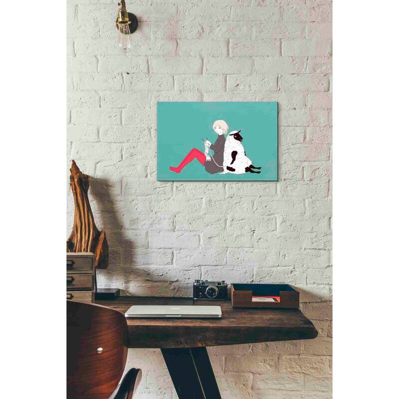 Epic Graffiti 'Sheep and Girl' by Sai Tamiya, Canvas Wall Art