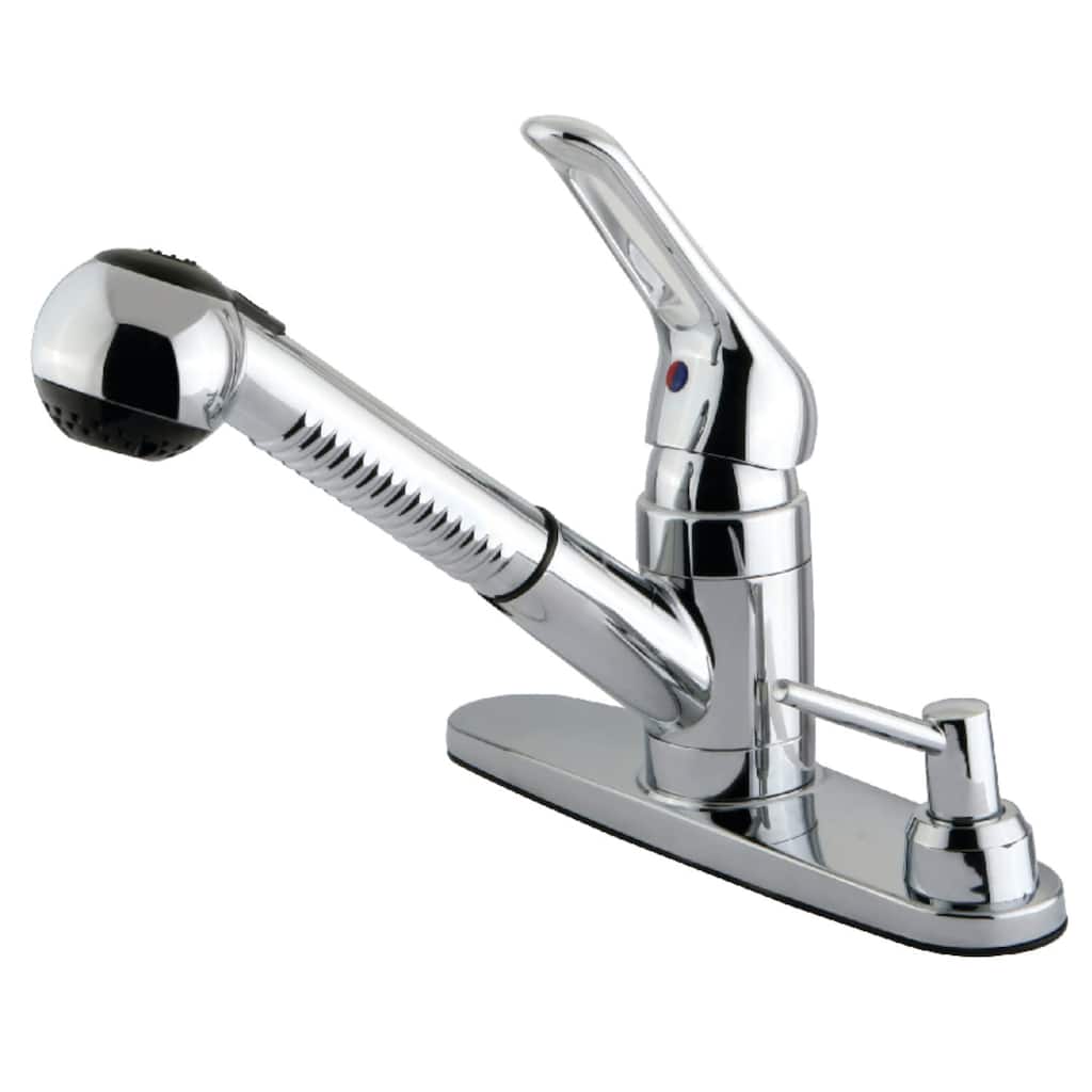 Kingston Brass Wyndham Kitchen Faucet with Deck Plate, Metal Lever