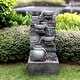 preview thumbnail 13 of 19, Teamson Home 28.5" Outdoor 4-Tier Stacked Stone Cascading Water Fountain with LED Lights