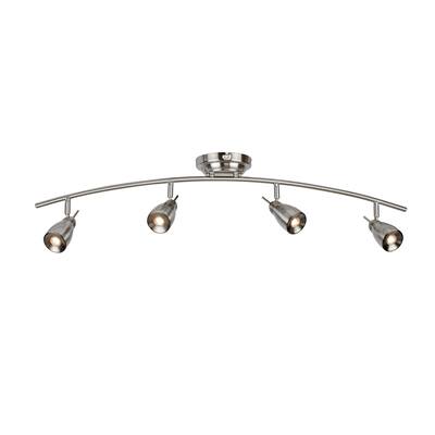 Apollo 4-light Satin Nickel LED Fixed Rail, Clear Acrylic Shade - Satin Nickel