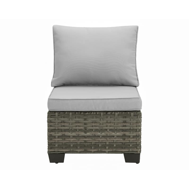 6-Piece Outdoor Wicker Sectional Sofa Set With Cushions And Coffee Table