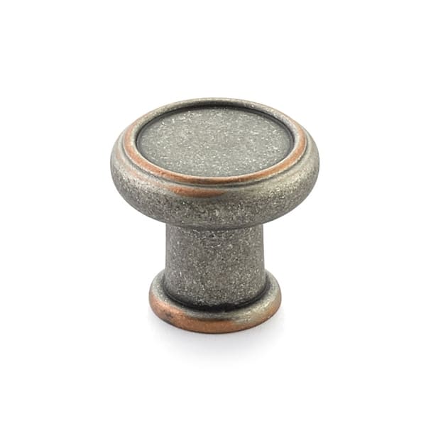 slide 2 of 5, Schaub and Company Steamworks 1-1/4" Contemporary Industrial Round Distressed Pewter/Copper