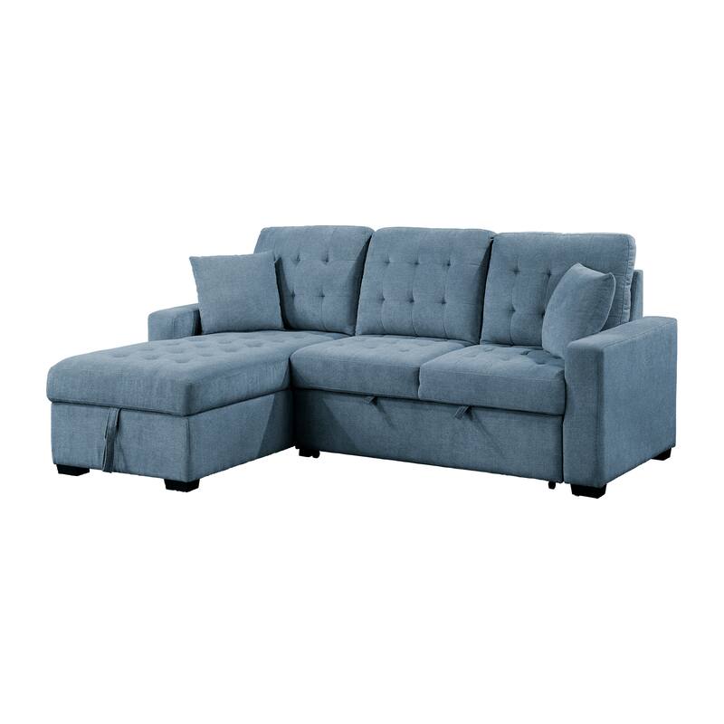 Almeria 2-Piece Sectional Sofa with Pull-out Bed and Left Chaise - Blue