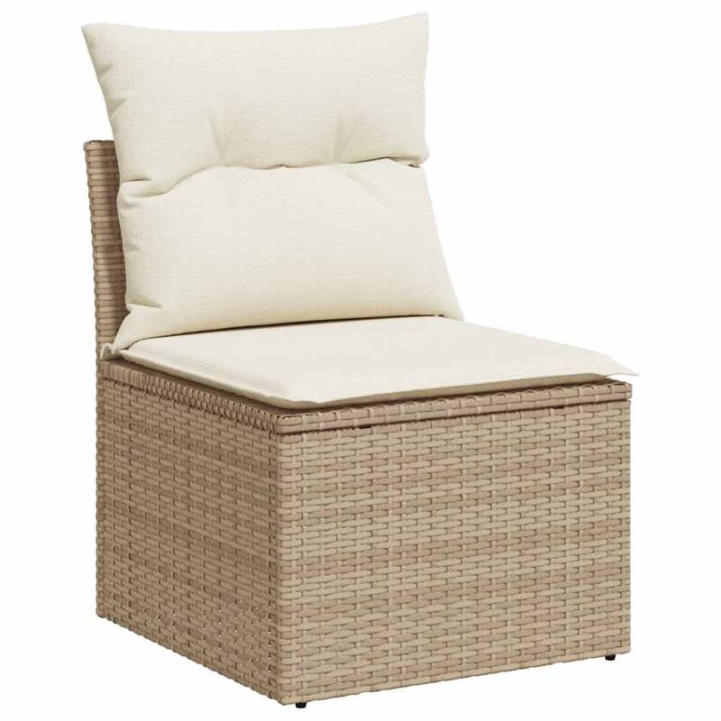 vidaXL Patio Sofa Set with Cushions Outdoor Furniture 11 Piece Poly Rattan - 21.7 x 39.4 x 28.7